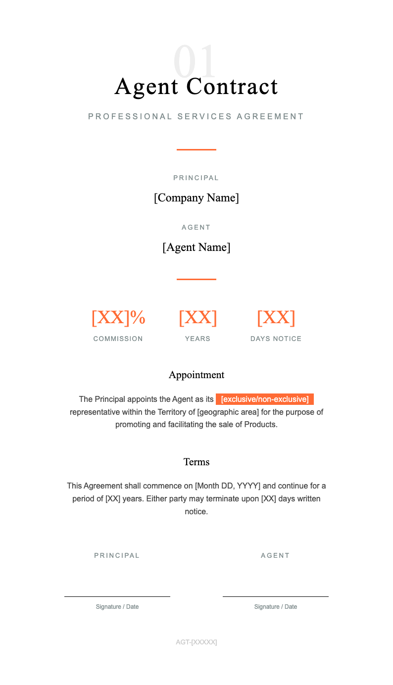 Portfolio brief agent contract